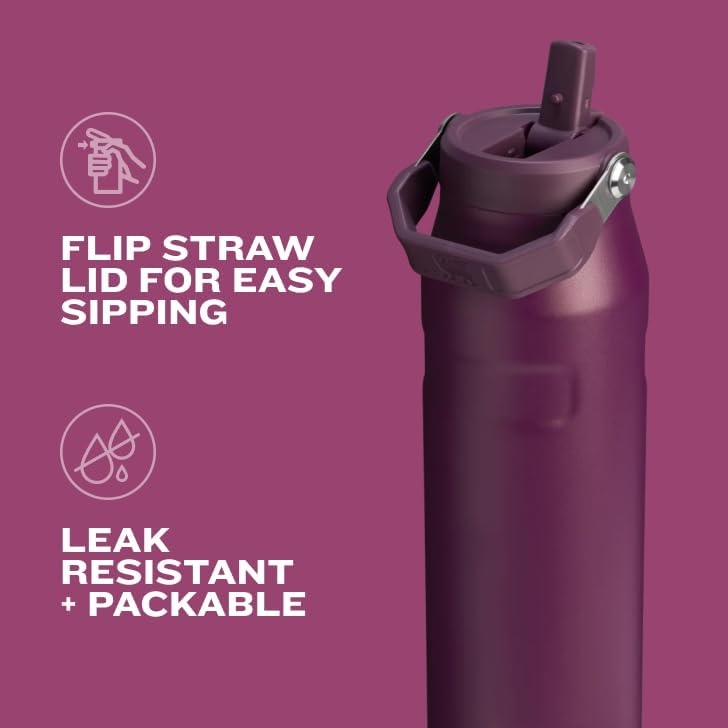 image:imageSTANLEY IceFlow Flip Straw 20 Bottle 24 oz Purple Umbra Easy Carry Handle Twist On Lid and Flip Up Straw Lightweight Water Bottle Insulated Stainless Steel BPAFreeStrawberry Cream
