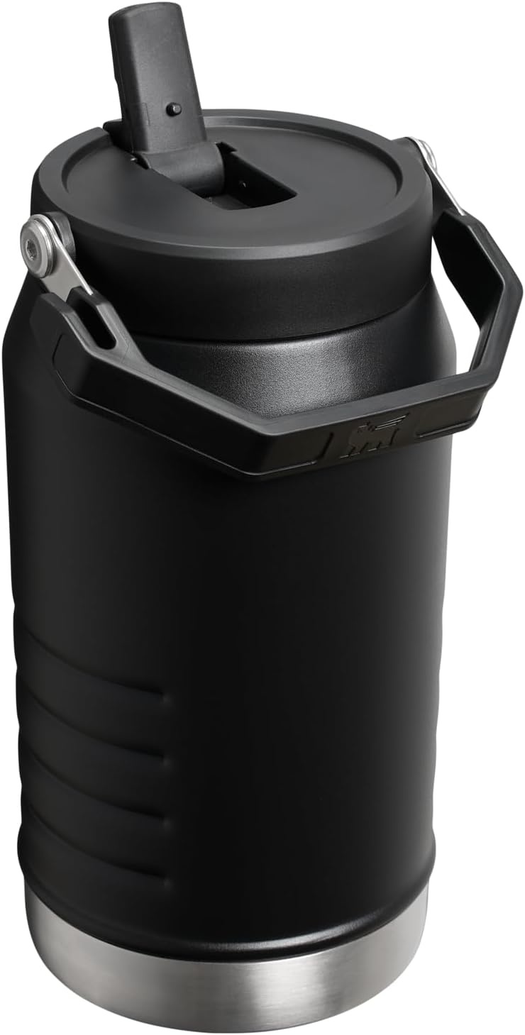 image:imageSTANLEY IceFlow Flip Straw 20 Jug 64 oz Black Interfusion Easy Carry Handle Twist On Lid and Flip Up Straw Leakproof Water Bottle Insulated Stainless Steel BPAFreeBlack 20