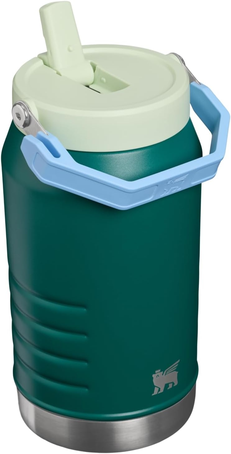 image:imageSTANLEY IceFlow Flip Straw 20 Jug 64 oz Black Interfusion Easy Carry Handle Twist On Lid and Flip Up Straw Leakproof Water Bottle Insulated Stainless Steel BPAFreeEmerald Honeydew