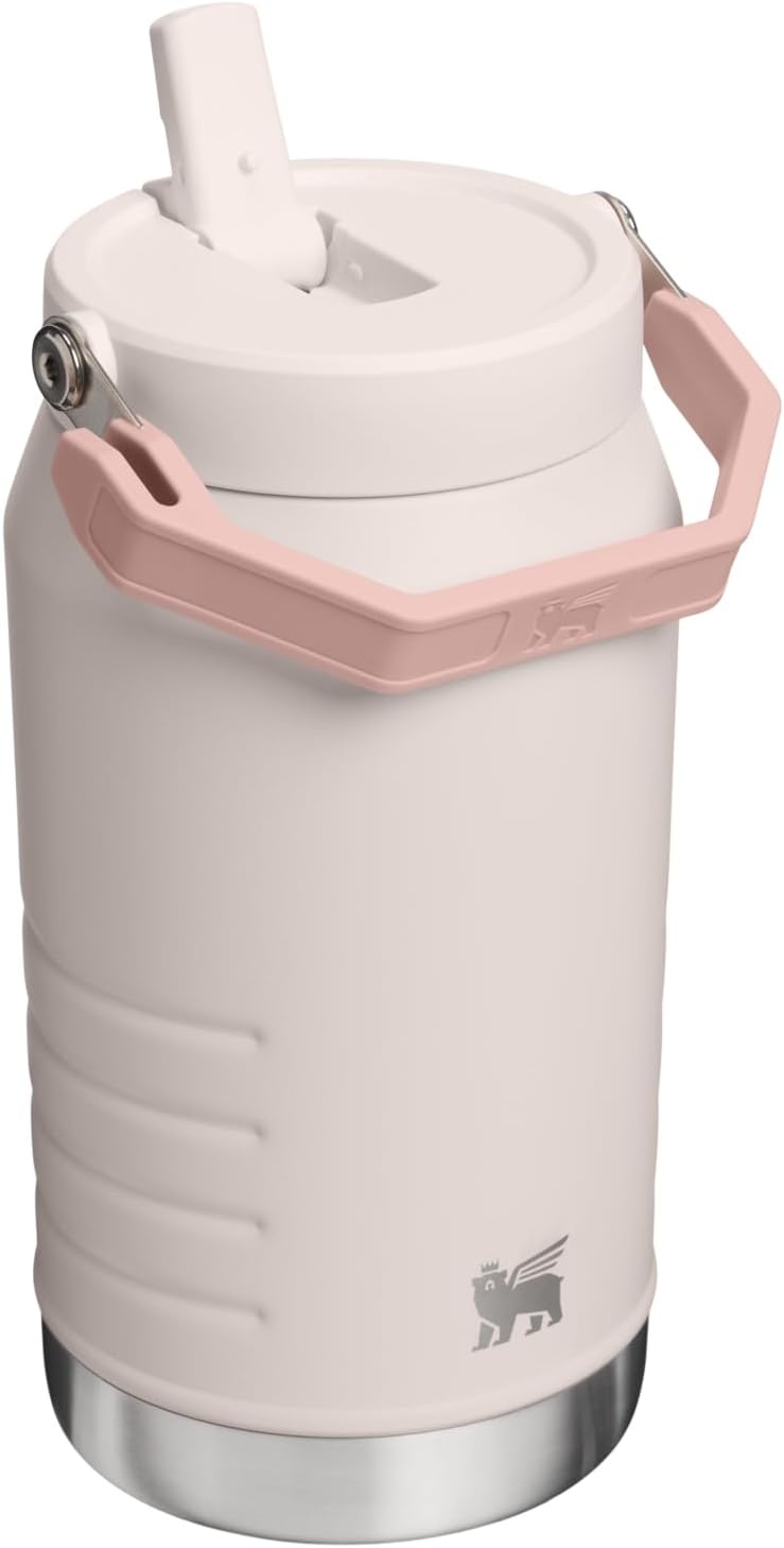 image:imageSTANLEY IceFlow Flip Straw 20 Jug 64 oz Black Interfusion Easy Carry Handle Twist On Lid and Flip Up Straw Leakproof Water Bottle Insulated Stainless Steel BPAFreeRose Quartz 20 VRT