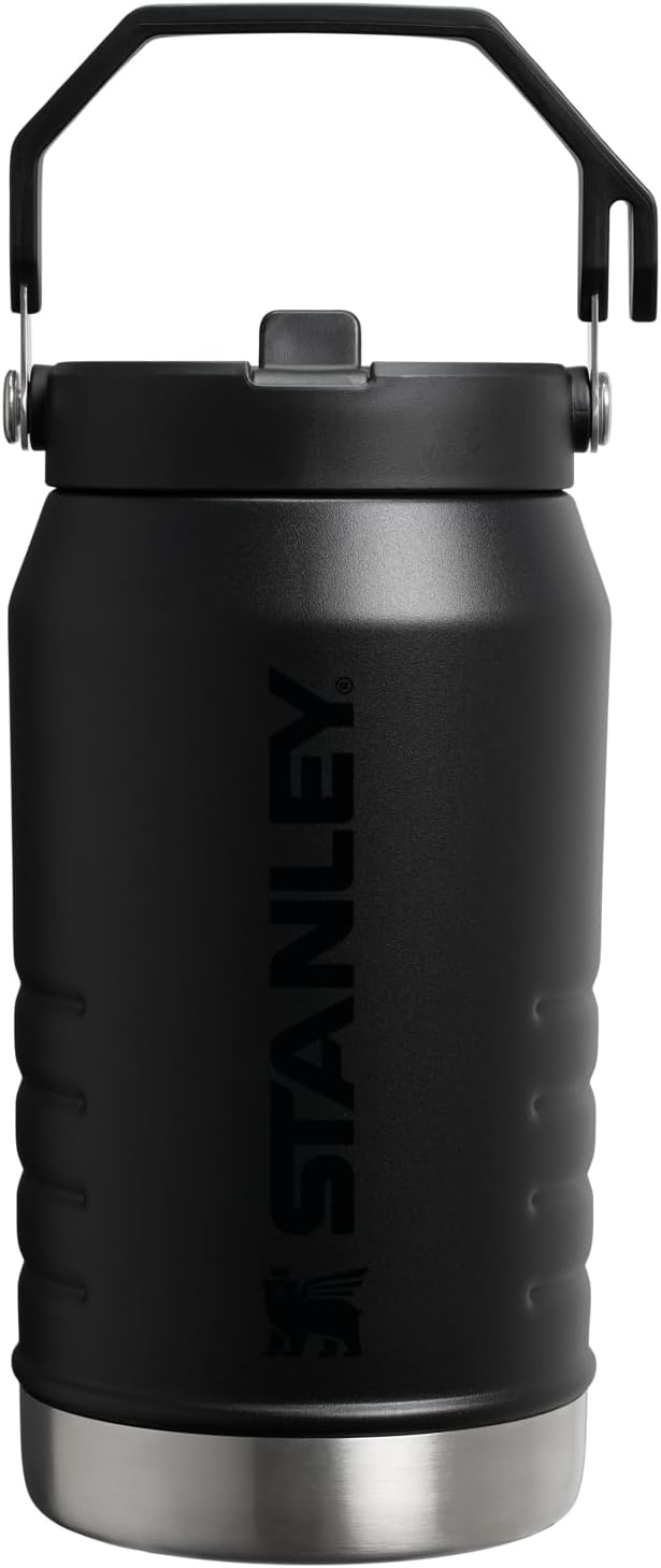 image:imageSTANLEY IceFlow Flip Straw 20 Jug 64 oz Black Interfusion Easy Carry Handle Twist On Lid and Flip Up Straw Leakproof Water Bottle Insulated Stainless Steel BPAFreeBlack 20