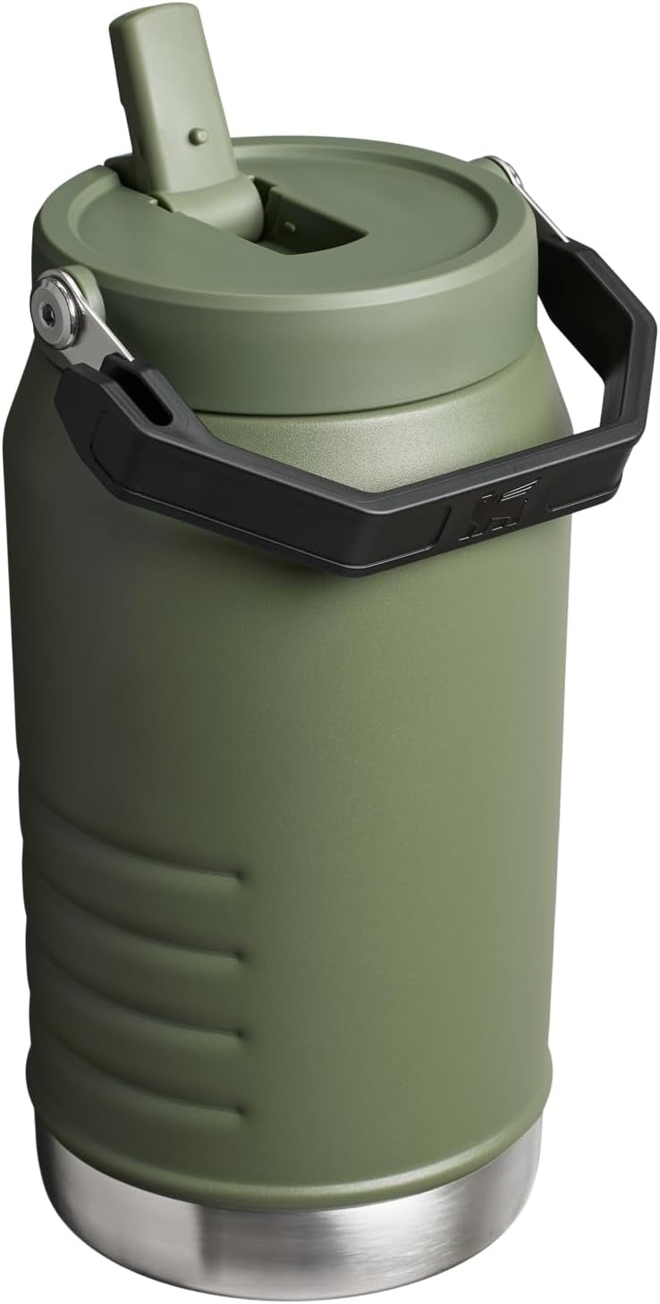 image:imageSTANLEY IceFlow Flip Straw 20 Jug 64 oz Black Interfusion Easy Carry Handle Twist On Lid and Flip Up Straw Leakproof Water Bottle Insulated Stainless Steel BPAFreeDried Pine