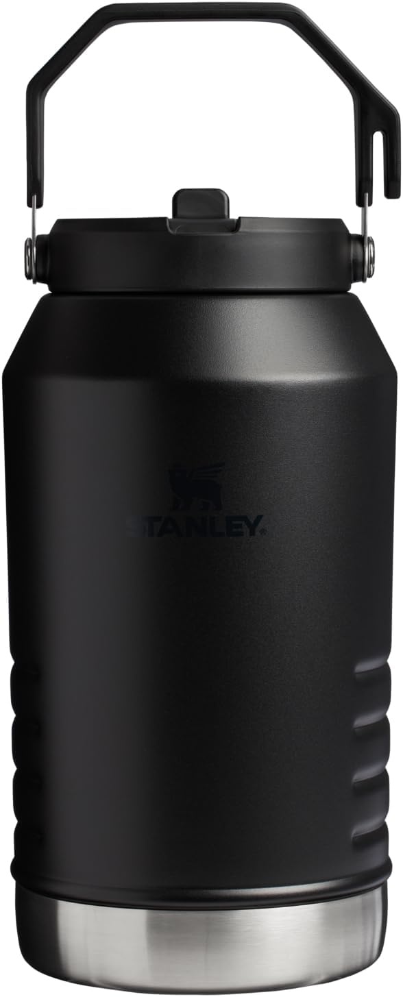 image:imageSTANLEY IceFlow Flip Straw 20 Jug 64 oz Black Interfusion Easy Carry Handle Twist On Lid and Flip Up Straw Leakproof Water Bottle Insulated Stainless Steel BPAFreeBlack 20