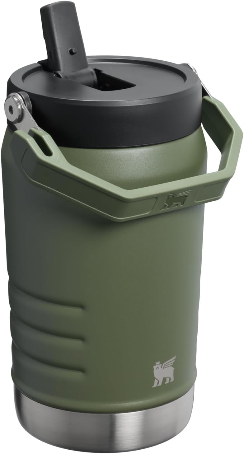 image:imageSTANLEY IceFlow Flip Straw 20 Jug 64 oz Black Interfusion Easy Carry Handle Twist On Lid and Flip Up Straw Leakproof Water Bottle Insulated Stainless Steel BPAFreeDried Pine