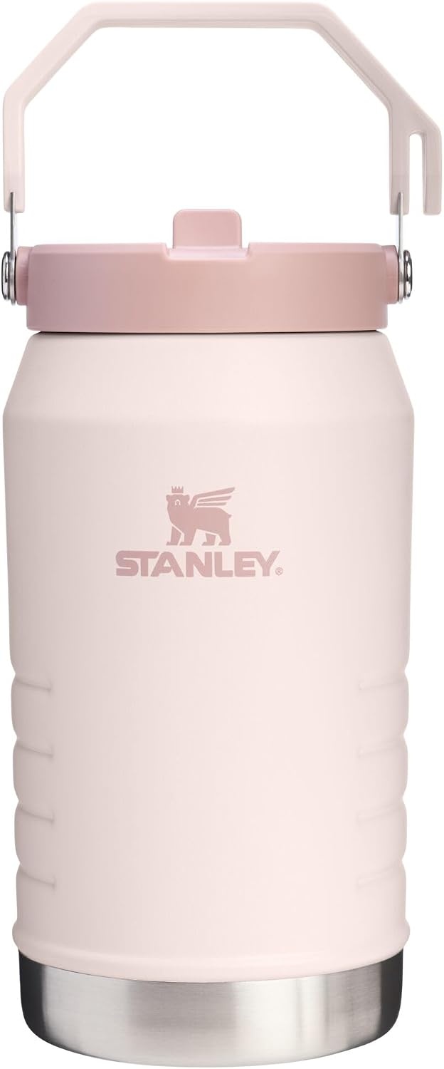 image:imageSTANLEY IceFlow Flip Straw 20 Jug 64 oz Black Interfusion Easy Carry Handle Twist On Lid and Flip Up Straw Leakproof Water Bottle Insulated Stainless Steel BPAFreeRose Quartz 20