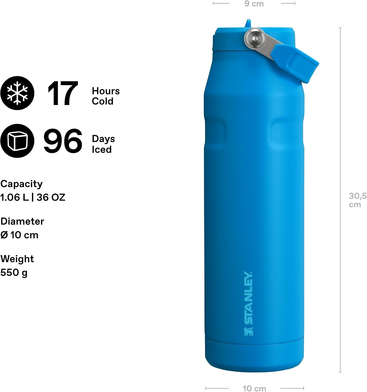 image:imageStanley 1913 Flip Straw Sports Water Bottle 07L Pacific HypergripAzure