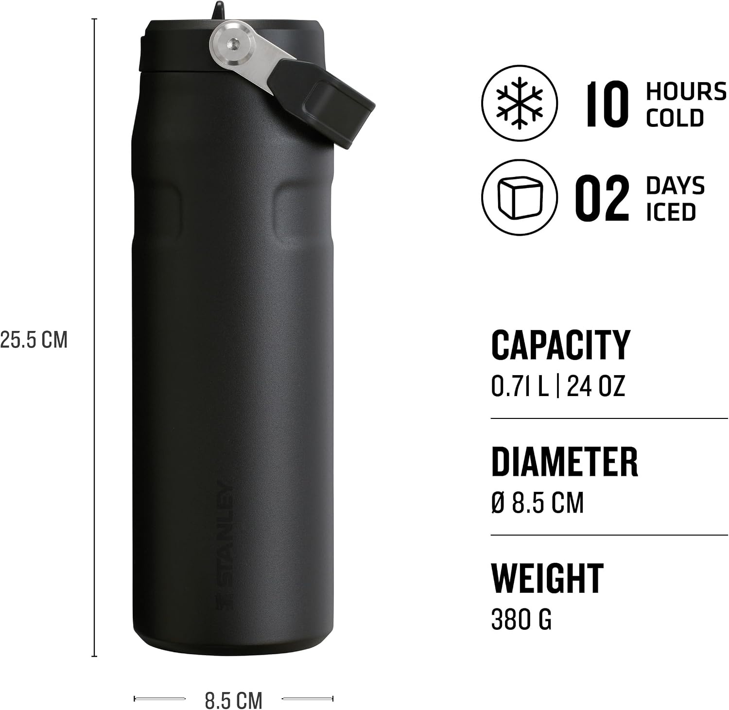 image:imageStanley 1913 Flip Straw Sports Water Bottle 07L Pacific HypergripBlack