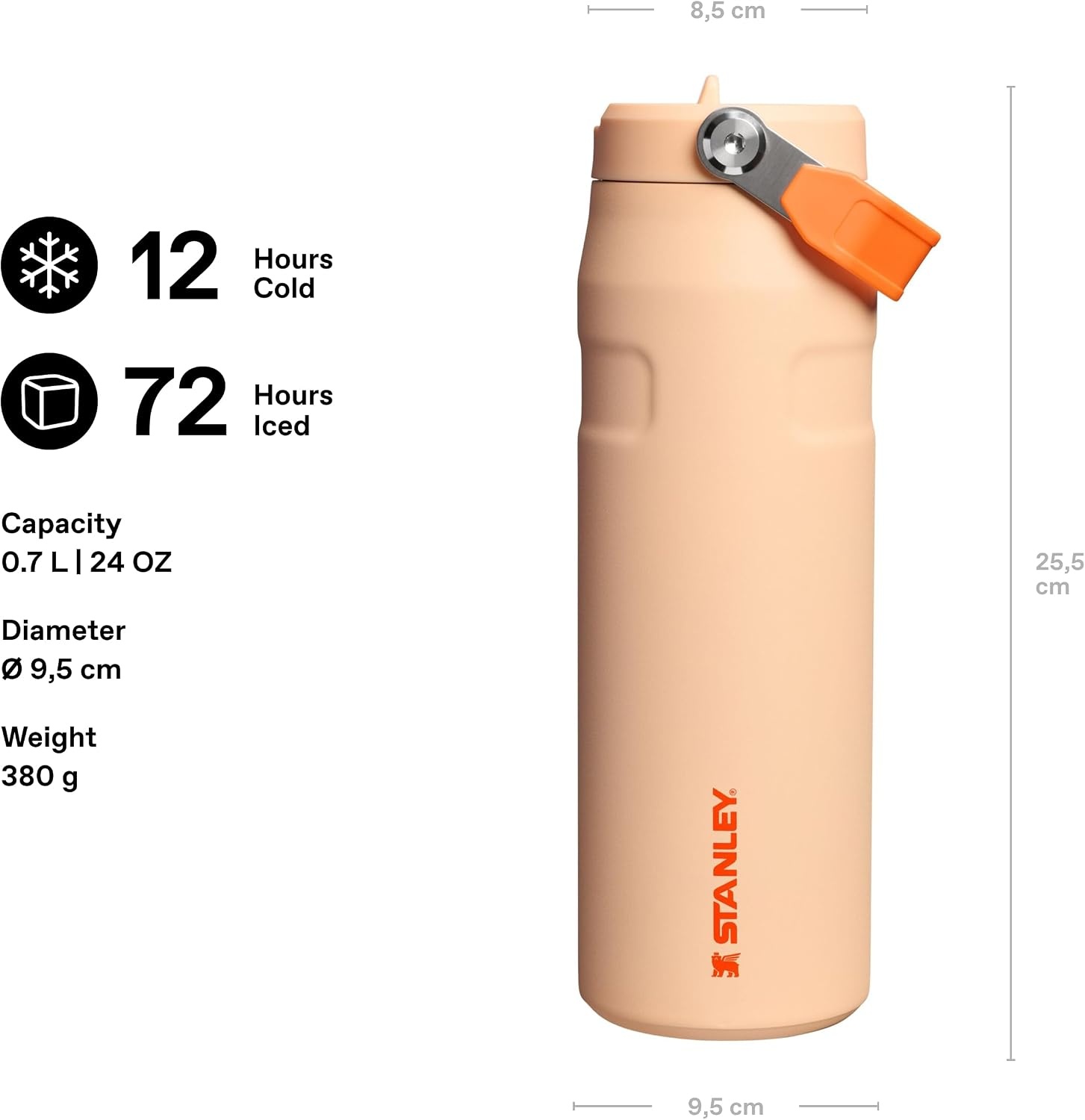 image:imageStanley 1913 Flip Straw Sports Water Bottle 07L Pacific HypergripOrange Sherbet