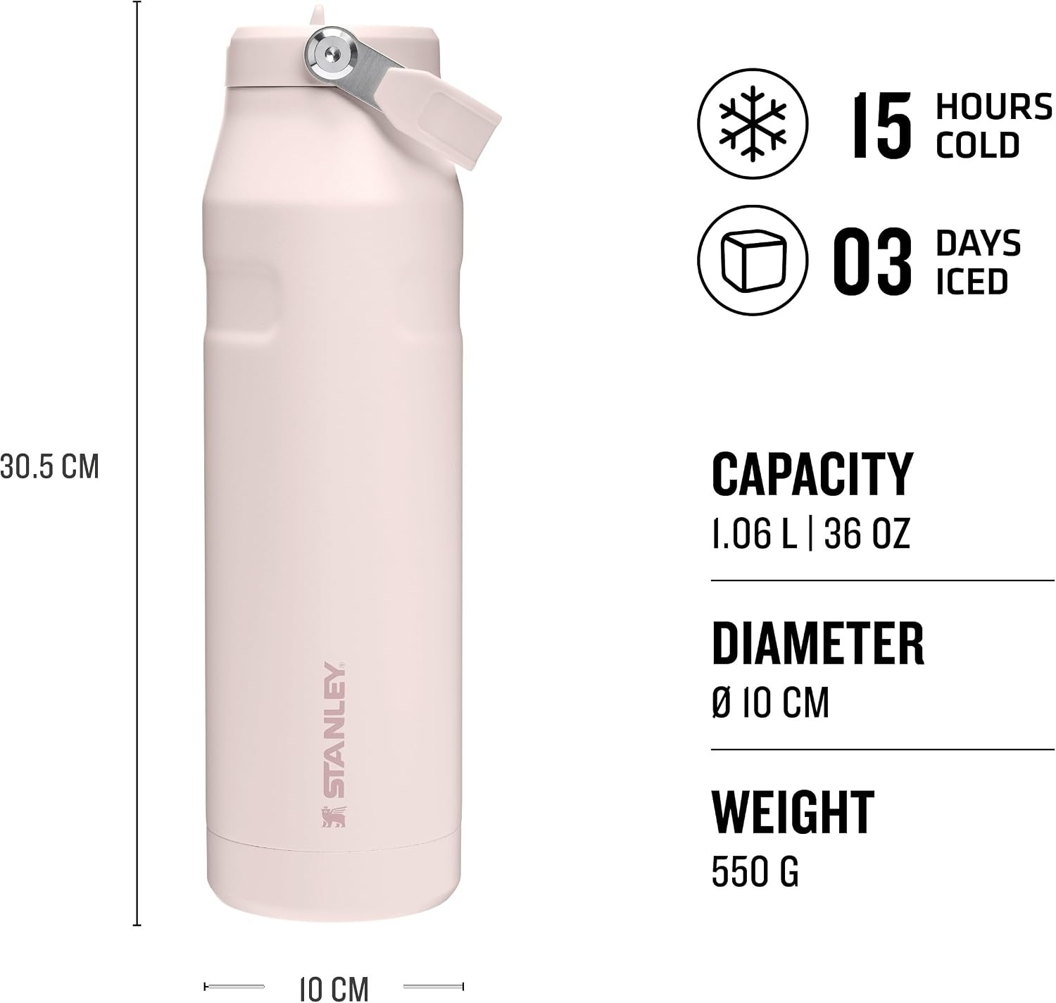 image:imageStanley 1913 Flip Straw Sports Water Bottle 07L Pacific HypergripRose Quartz