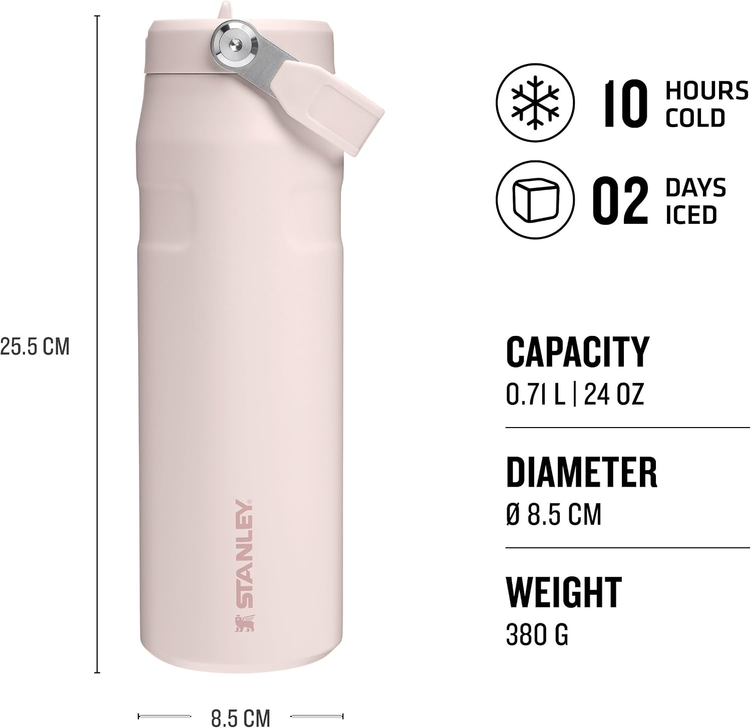 image:imageStanley 1913 Flip Straw Sports Water Bottle 07L Pacific HypergripRose Quartz