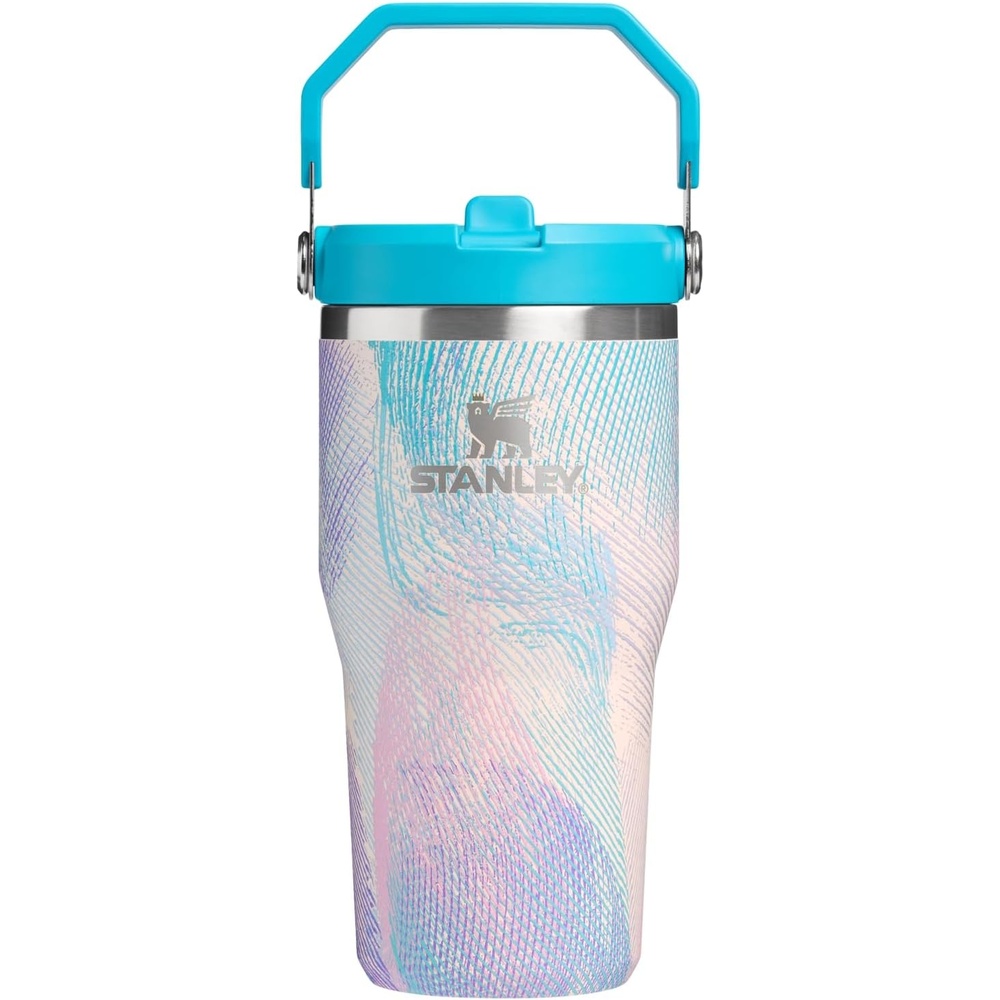 image:imageSTANLEY IceFlow 20 Flip Straw Tumbler 30 oz Pacific Hypergrip Easy Carry Handle Twist On Lid and Flip Up Straw Leak Resistant Water Bottle Insulated Stainless Steel BPAFreeSea Glass Plume