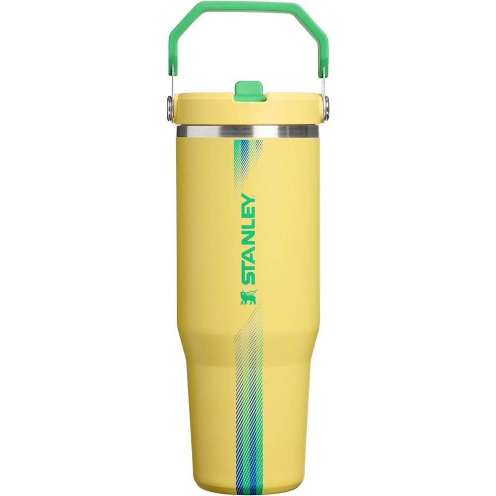 image:imageSTANLEY IceFlow 20 Flip Straw Tumbler 30 oz Pacific Hypergrip Easy Carry Handle Twist On Lid and Flip Up Straw Leak Resistant Water Bottle Insulated Stainless Steel BPAFreeTeam Yellow Green