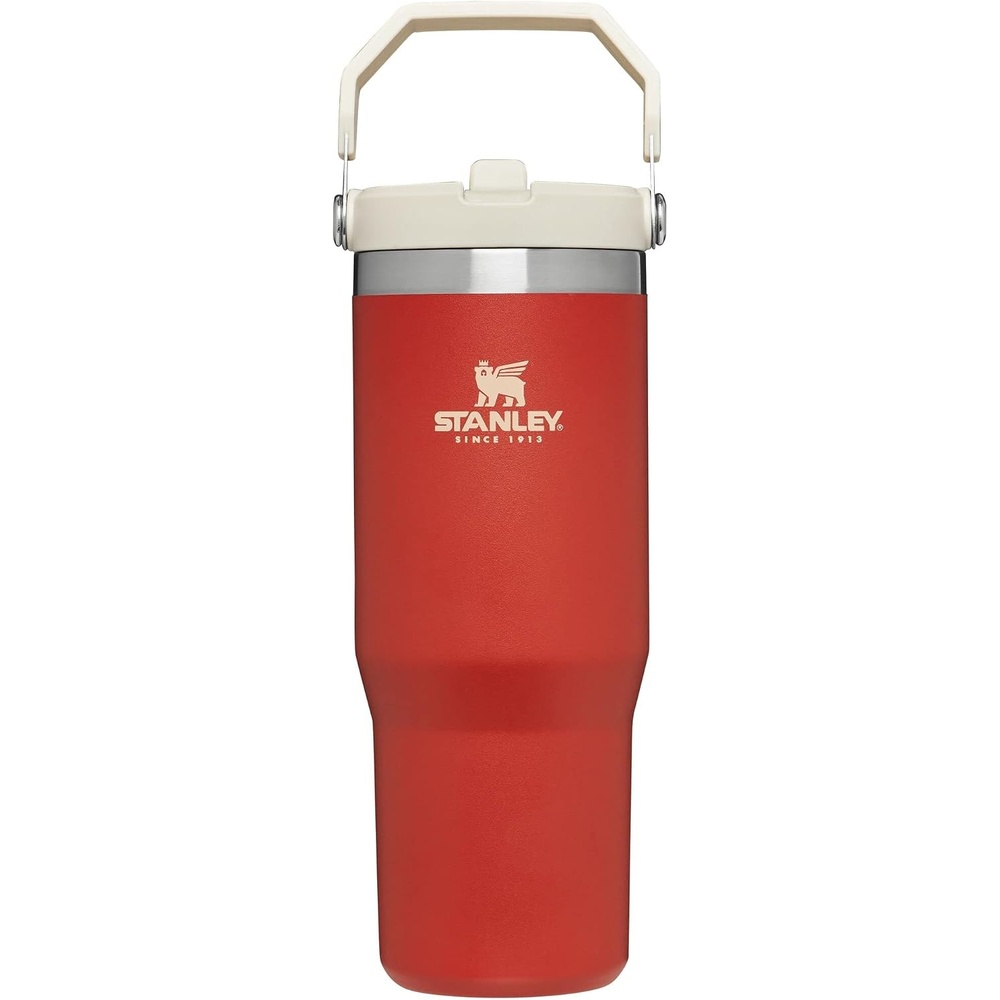 image:imageSTANLEY IceFlow 20 Flip Straw Tumbler 30 oz Pacific Hypergrip Easy Carry Handle Twist On Lid and Flip Up Straw Leak Resistant Water Bottle Insulated Stainless Steel BPAFreeCarnelian