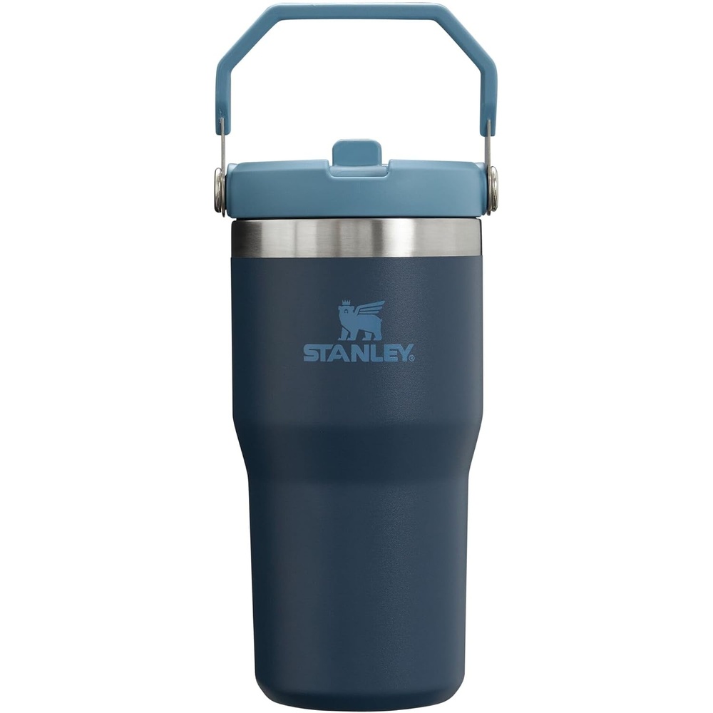 image:imageSTANLEY IceFlow 20 Flip Straw Tumbler 30 oz Pacific Hypergrip Easy Carry Handle Twist On Lid and Flip Up Straw Leak Resistant Water Bottle Insulated Stainless Steel BPAFreeNavy