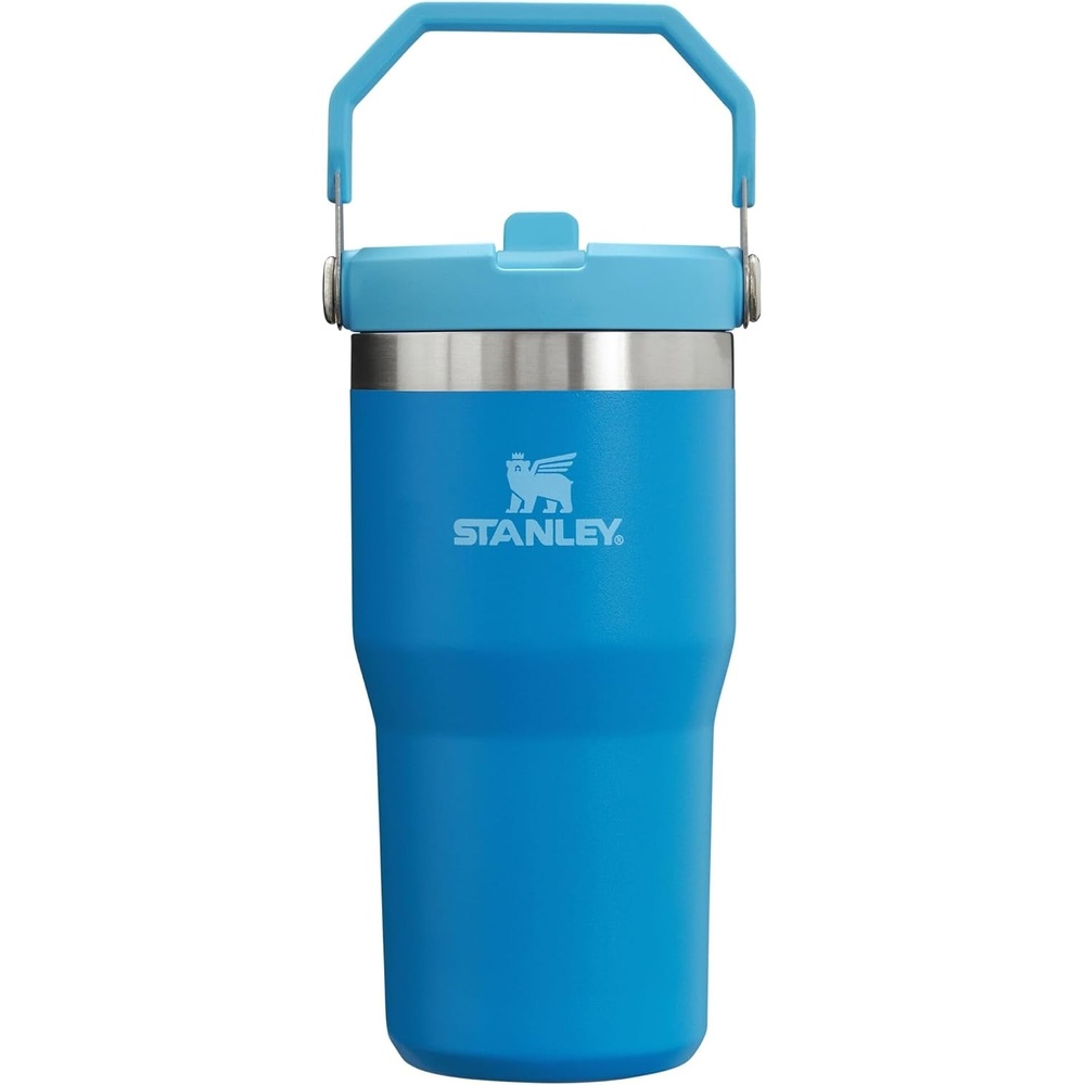 image:imageSTANLEY IceFlow 20 Flip Straw Tumbler 30 oz Pacific Hypergrip Easy Carry Handle Twist On Lid and Flip Up Straw Leak Resistant Water Bottle Insulated Stainless Steel BPAFreeAzure