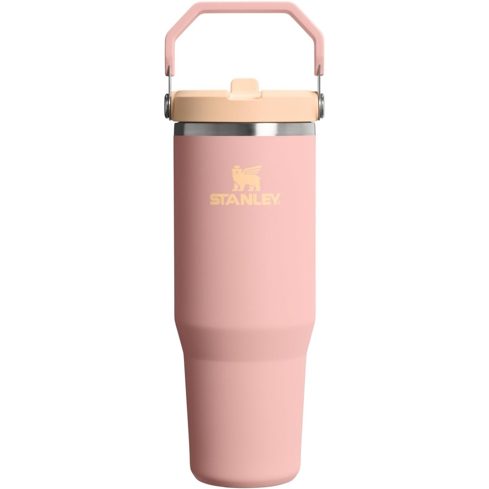 image:imageSTANLEY IceFlow 20 Flip Straw Tumbler 30 oz Pacific Hypergrip Easy Carry Handle Twist On Lid and Flip Up Straw Leak Resistant Water Bottle Insulated Stainless Steel BPAFreePeach Rose