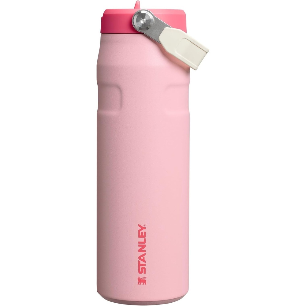 image:imageSTANLEY IceFlow Flip Straw 20 Bottle 24 oz Purple Umbra Easy Carry Handle Twist On Lid and Flip Up Straw Lightweight Water Bottle Insulated Stainless Steel BPAFreeStrawberry Cream