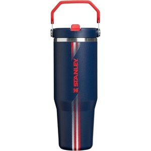 STANLEY IceFlow 2.0 Flip Straw Tumbler, 30 oz, Pacific Hypergrip | Easy Carry Handle | Twist On Lid and Flip Up Straw | Leak Resistant Water Bottle | Insulated Stainless Steel | BPA-Free(Team Navy Red)