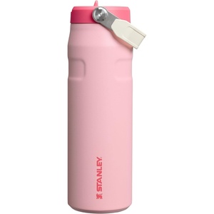 STANLEY IceFlow Flip Straw 2.0 Bottle, 24 oz, Purple Umbra | Easy Carry Handle | Twist On Lid and Flip Up Straw | Lightweight Water Bottle | Insulated Stainless Steel | BPA-Free(Strawberry Cream)