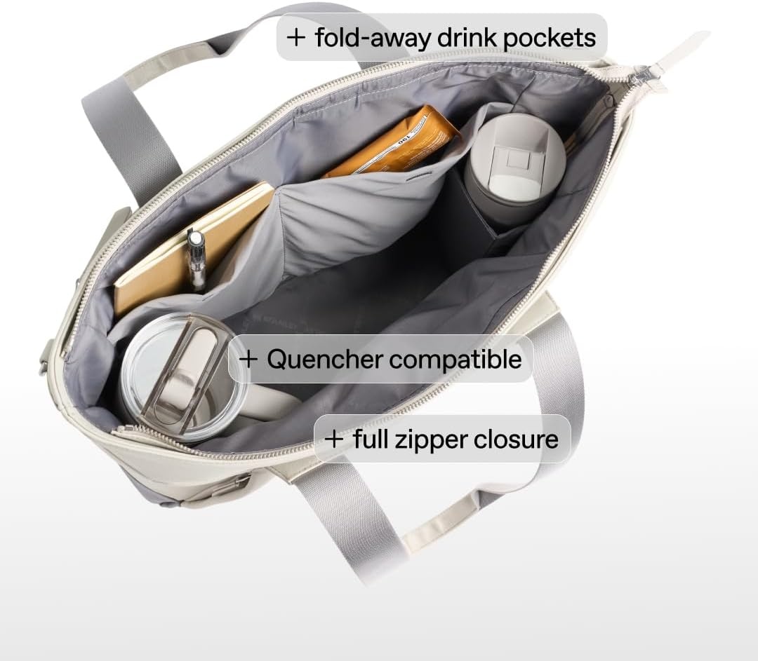 image:imageSTANLEY Standby Tote Bag Toast Laptop Sleeve Water Bottle Pocket Luggage PassThrough Adjustable amp Removable Crossbody Strap Structured amp DurableToast