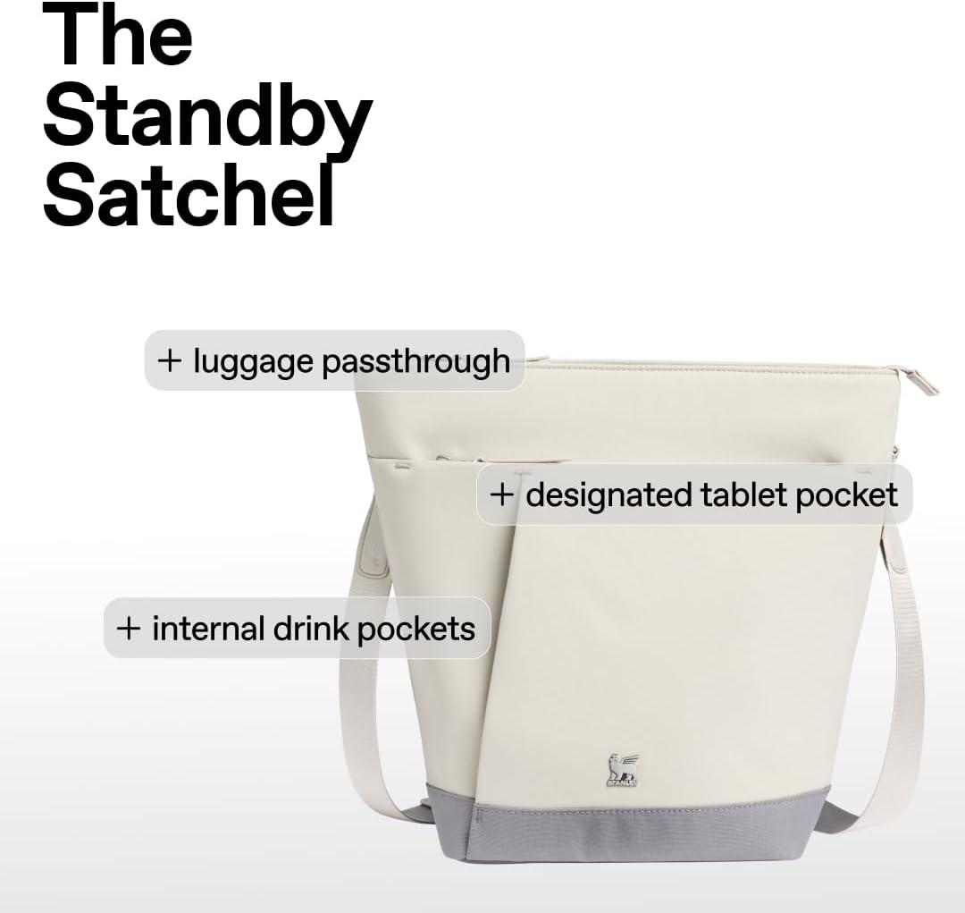 image:imageSTANLEY Standby Tote Bag Toast Laptop Sleeve Water Bottle Pocket Luggage PassThrough Adjustable amp Removable Crossbody Strap Structured amp DurableAsh