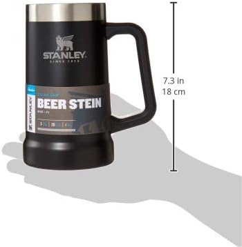 image:imageSTANLEY StayChill Beer Stein 24 oz Heavy Duty Big Grip Handle Beer Tumbler Drink Cup Holds 2 Cans Insulated Stainless Steel Party Mug BPAFree Black 20Matte Black