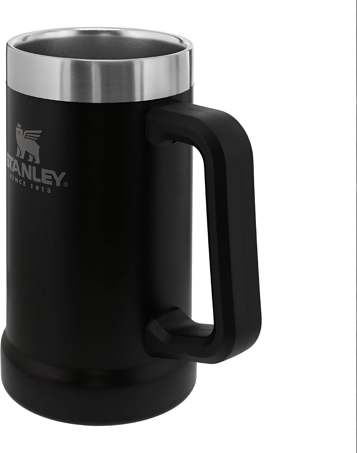 image:imageSTANLEY StayChill Beer Stein 24 oz Heavy Duty Big Grip Handle Beer Tumbler Drink Cup Holds 2 Cans Insulated Stainless Steel Party Mug BPAFree Black 20Matte Black