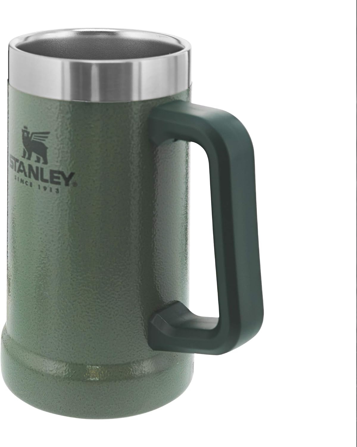 image:imageSTANLEY StayChill Beer Stein 24 oz Heavy Duty Big Grip Handle Beer Tumbler Drink Cup Holds 2 Cans Insulated Stainless Steel Party Mug BPAFree Black 20Hammertone Green