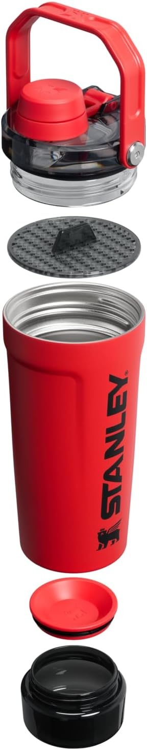 image:imageSTANLEY Vitalize Shaker Bottle 20 oz Azure Leakproof Shaker Bottle FastFlow Spout Removable Strainer EasyGrip Handle Base Container DoubleWall InsulationChili Black