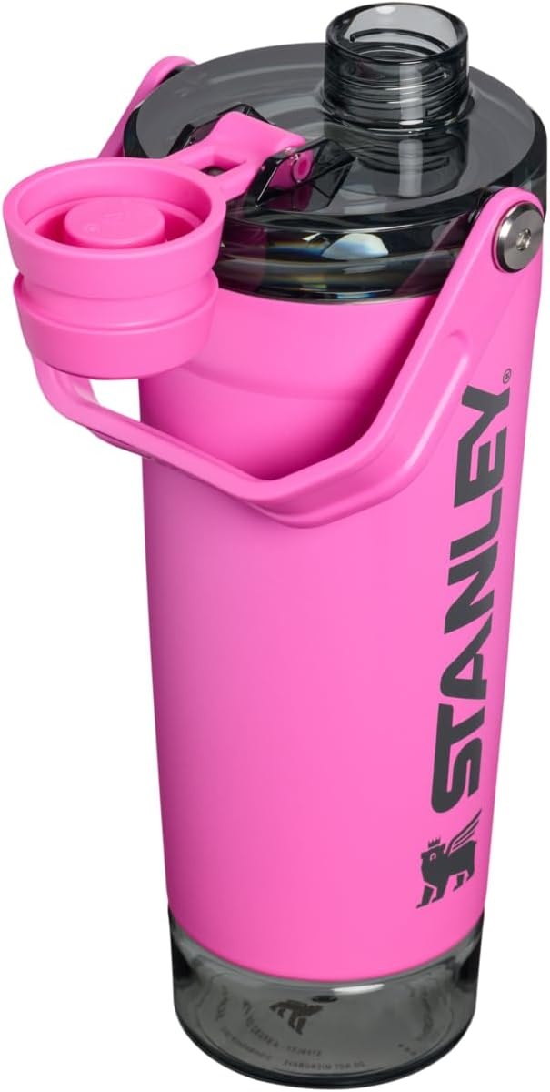 image:imageSTANLEY Vitalize Shaker Bottle 20 oz Azure Leakproof Shaker Bottle FastFlow Spout Removable Strainer EasyGrip Handle Base Container DoubleWall InsulationHot Pink