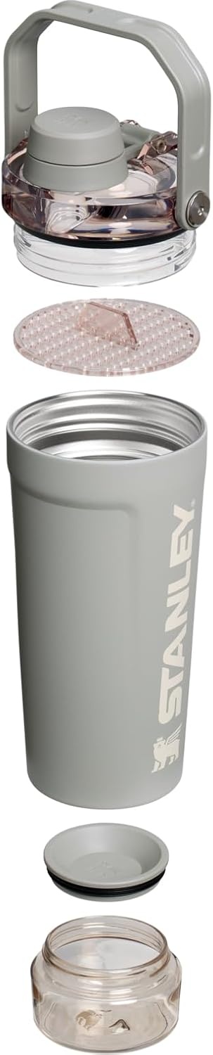 image:imageSTANLEY Vitalize Shaker Bottle 20 oz Azure Leakproof Shaker Bottle FastFlow Spout Removable Strainer EasyGrip Handle Base Container DoubleWall InsulationSage Grey