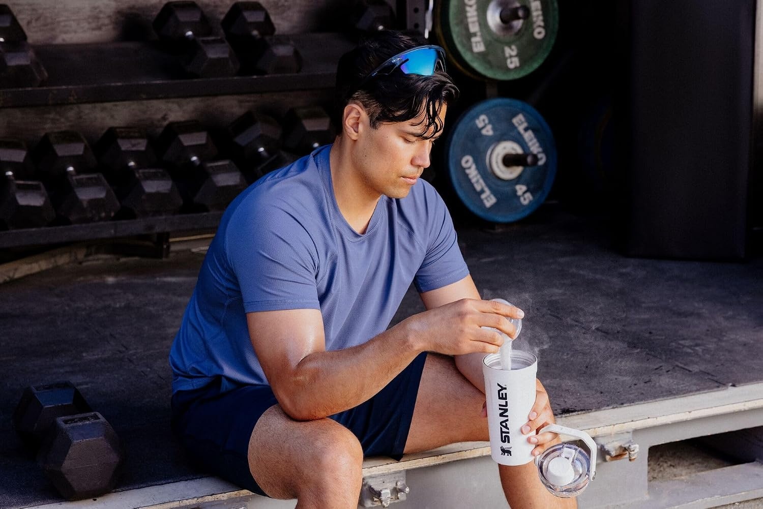 image:imageSTANLEY Vitalize Shaker Bottle 20 oz Azure Leakproof Shaker Bottle FastFlow Spout Removable Strainer EasyGrip Handle Base Container DoubleWall InsulationPale Stone Atomic