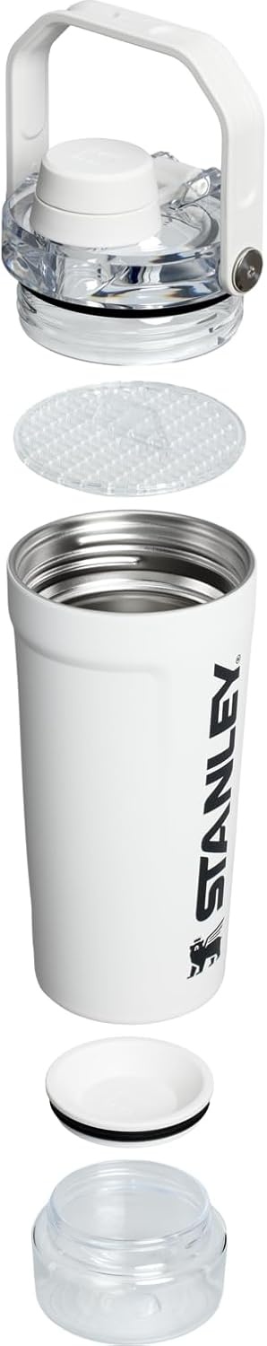 image:imageSTANLEY Vitalize Shaker Bottle 20 oz Azure Leakproof Shaker Bottle FastFlow Spout Removable Strainer EasyGrip Handle Base Container DoubleWall InsulationChalk