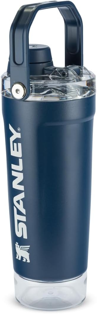 image:imageSTANLEY Vitalize Shaker Bottle 20 oz Azure Leakproof Shaker Bottle FastFlow Spout Removable Strainer EasyGrip Handle Base Container DoubleWall InsulationDark Navy