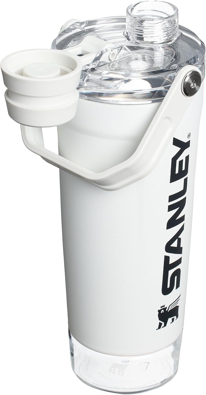 image:imageSTANLEY Vitalize Shaker Bottle 20 oz Azure Leakproof Shaker Bottle FastFlow Spout Removable Strainer EasyGrip Handle Base Container DoubleWall InsulationChalk