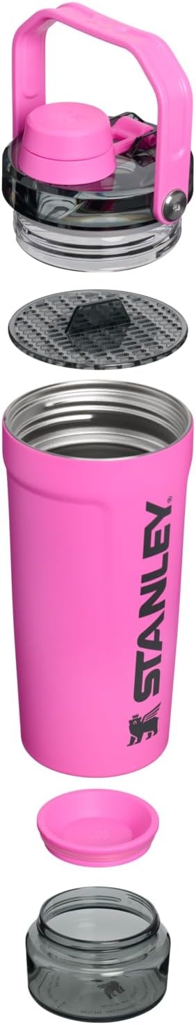 image:imageSTANLEY Vitalize Shaker Bottle 20 oz Azure Leakproof Shaker Bottle FastFlow Spout Removable Strainer EasyGrip Handle Base Container DoubleWall InsulationHot Pink