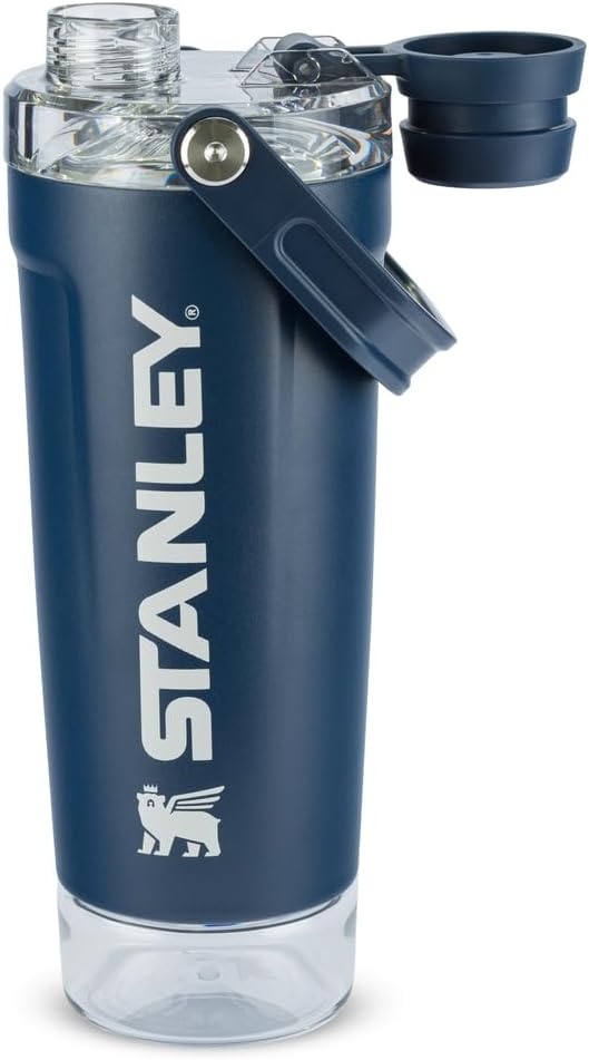 image:imageSTANLEY Vitalize Shaker Bottle 20 oz Azure Leakproof Shaker Bottle FastFlow Spout Removable Strainer EasyGrip Handle Base Container DoubleWall InsulationDark Navy