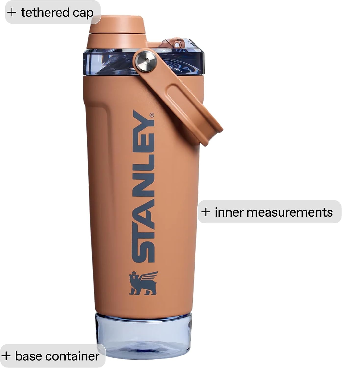 image:imageSTANLEY Vitalize Shaker Bottle 20 oz Azure Leakproof Shaker Bottle FastFlow Spout Removable Strainer EasyGrip Handle Base Container DoubleWall InsulationDark Navy