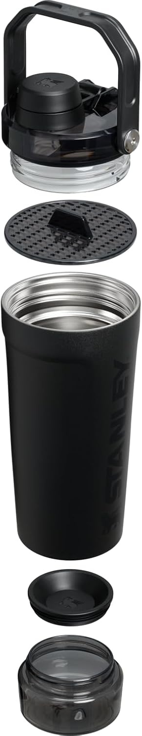 image:imageSTANLEY Vitalize Shaker Bottle 20 oz Azure Leakproof Shaker Bottle FastFlow Spout Removable Strainer EasyGrip Handle Base Container DoubleWall InsulationBlack