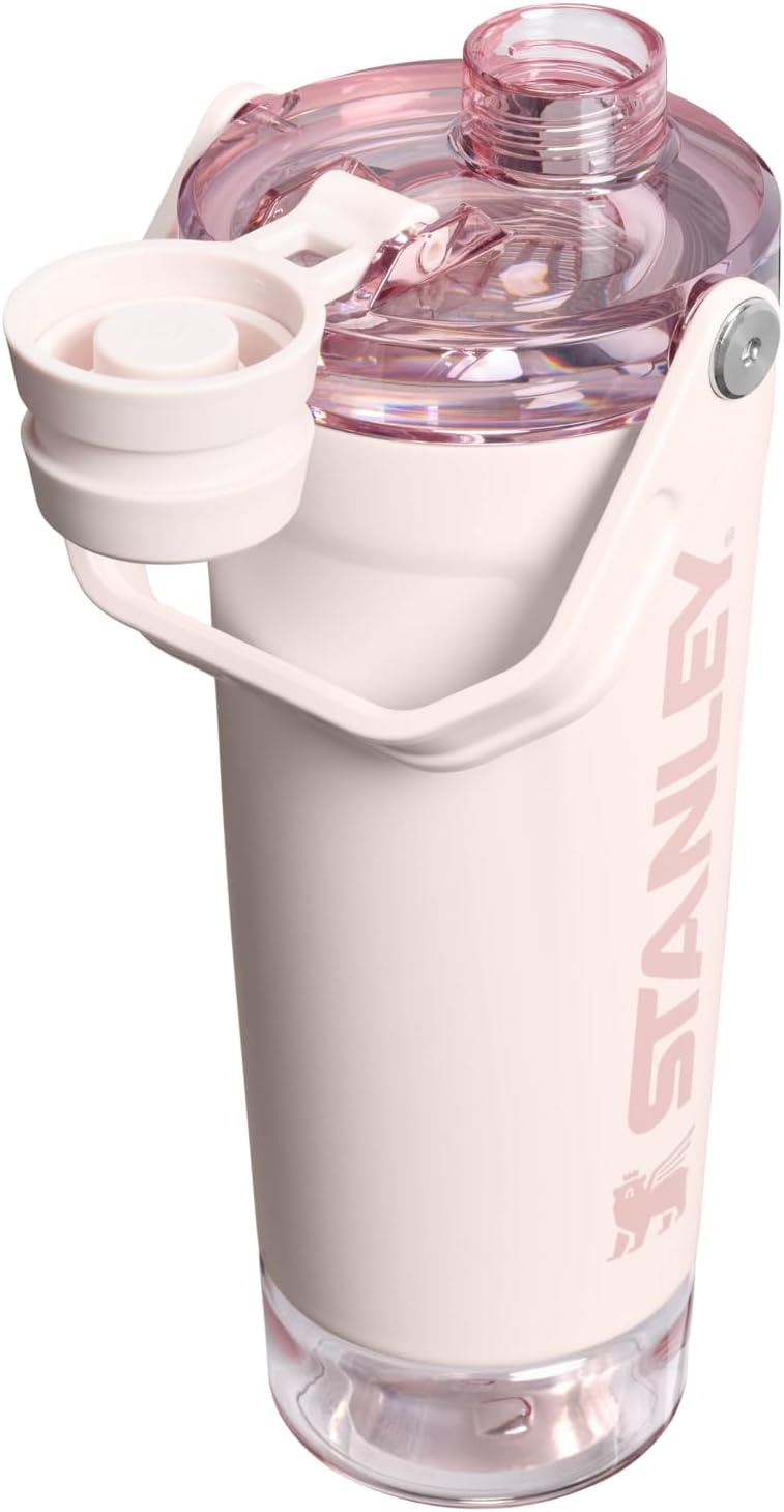 image:imageSTANLEY Vitalize Shaker Bottle 20 oz Azure Leakproof Shaker Bottle FastFlow Spout Removable Strainer EasyGrip Handle Base Container DoubleWall InsulationRose Quartz