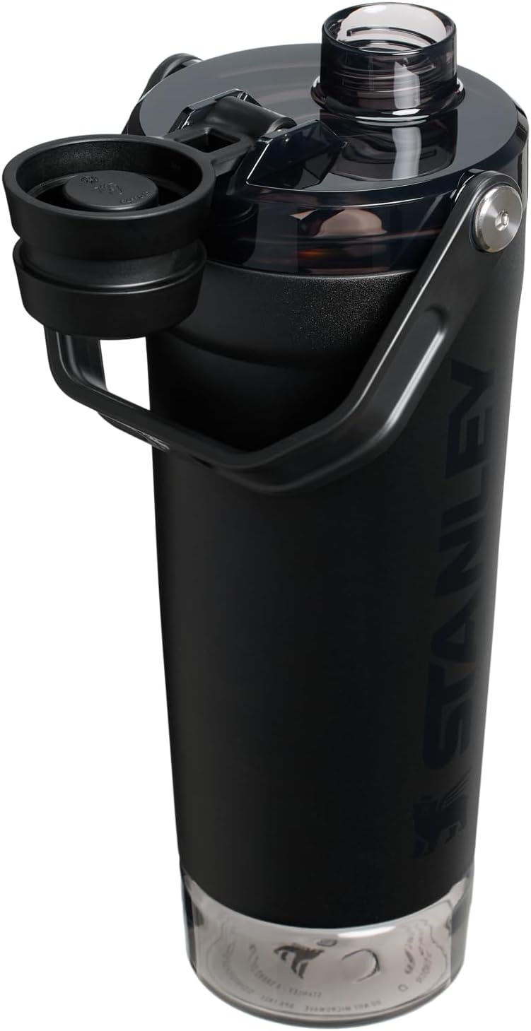 image:imageSTANLEY Vitalize Shaker Bottle 20 oz Azure Leakproof Shaker Bottle FastFlow Spout Removable Strainer EasyGrip Handle Base Container DoubleWall InsulationBlack