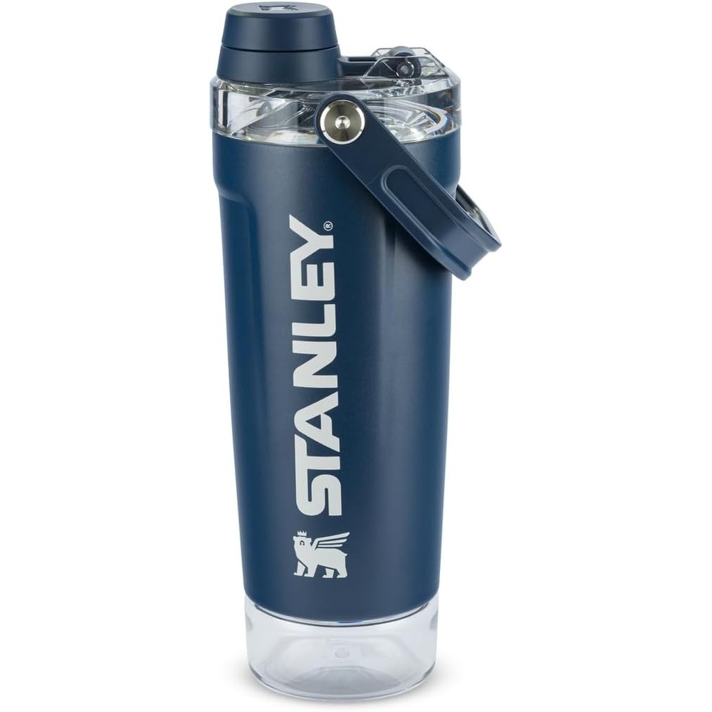 image:imageSTANLEY Vitalize Shaker Bottle 20 oz Azure Leakproof Shaker Bottle FastFlow Spout Removable Strainer EasyGrip Handle Base Container DoubleWall InsulationDark Navy