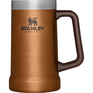 STANLEY Stay-Chill Beer Stein 24 oz | Heavy Duty Big Grip Handle | Beer Tumbler Drink Cup, Holds 2 Cans | Insulated Stainless Steel Party Mug | BPA-Free | Black 2.0(Maple)