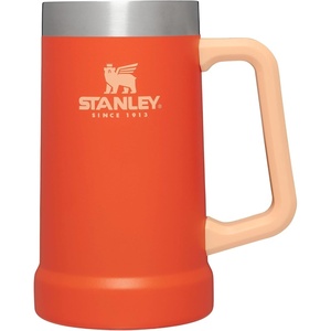 STANLEY Stay-Chill Beer Stein 24 oz | Heavy Duty Big Grip Handle | Beer Tumbler Drink Cup, Holds 2 Cans | Insulated Stainless Steel Party Mug | BPA-Free | Black 2.0(Tigerlily)