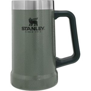 STANLEY Stay-Chill Beer Stein 24 oz | Heavy Duty Big Grip Handle | Beer Tumbler Drink Cup, Holds 2 Cans | Insulated Stainless Steel Party Mug | BPA-Free | Black 2.0(Hammertone Green)