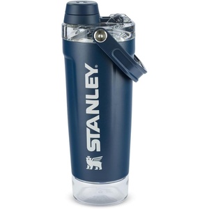 STANLEY Vitalize Shaker Bottle, 20 oz, Azure | Leakproof Shaker Bottle | Fast-Flow Spout | Removable Strainer | Easy-Grip Handle | Base Container | Double-Wall Insulation(Dark Navy)