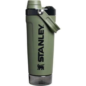 STANLEY Vitalize Shaker Bottle, 20 oz, Azure | Leakproof Shaker Bottle | Fast-Flow Spout | Removable Strainer | Easy-Grip Handle | Base Container | Double-Wall Insulation(Dried Pine)