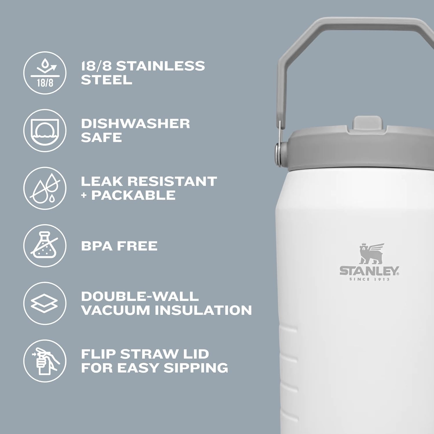 image:imageSTANLEY IceFlow Flip Straw 20 Jug 64 oz Pacific HypergripBlack