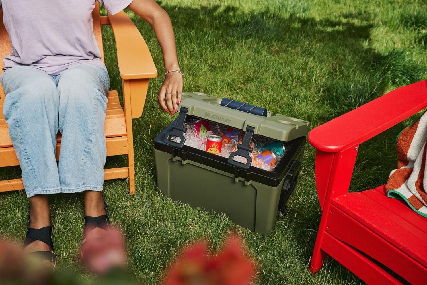 image:imageStanley Adventure Outdoor Cooler 7 qt Heavy Duty Outdoor Camping Cooler with Easy Carry Handle BPAFree AzureBlack
