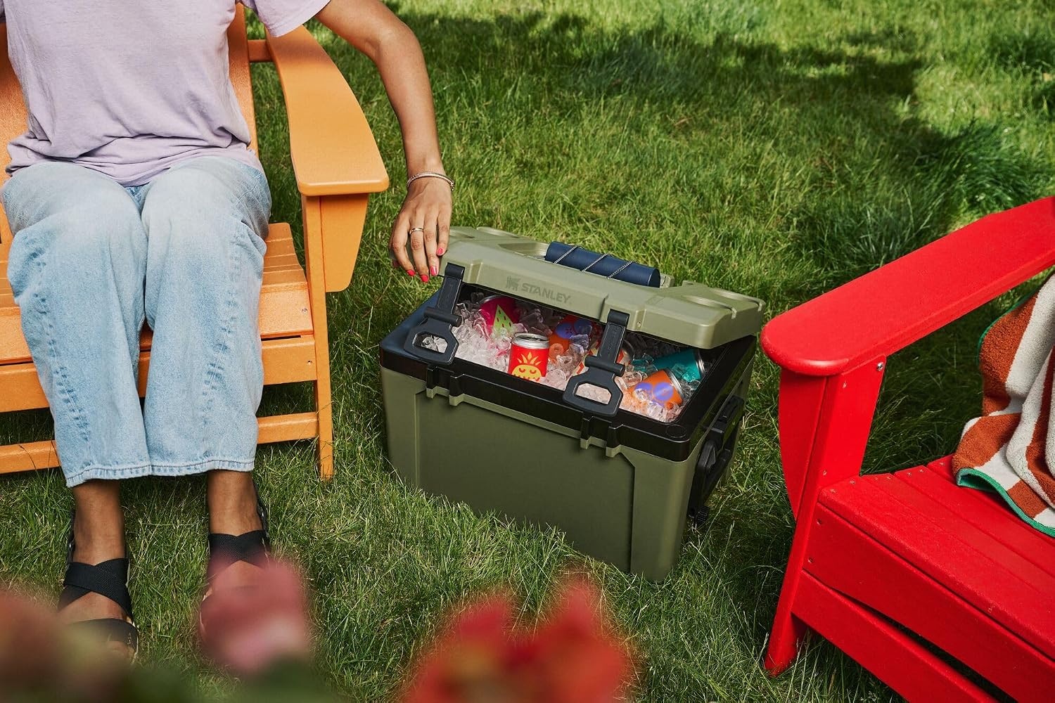 image:imageStanley Adventure Outdoor Cooler 7 qt Heavy Duty Outdoor Camping Cooler with Easy Carry Handle BPAFree AzureDark Blossom
